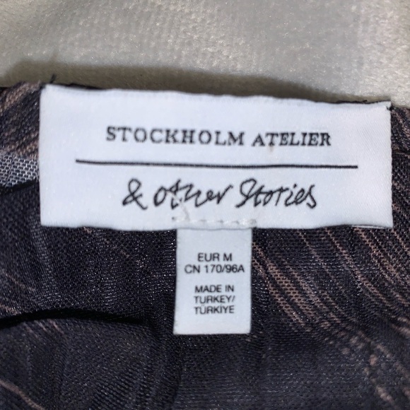 & Other Stories Black and tan Patterned Top pleated sheer maxi cover med - Picture 5 of 5